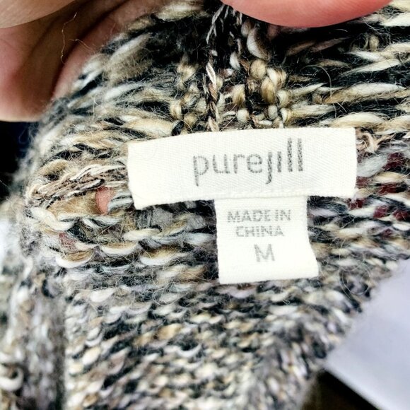 J. JIll | Pure Jill Womens Melange Knit Cardigan Wool Alpaca Snap Front Size M - Picture 10 of 12